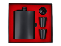 Czarna Piersiówka ok. 240 ml + 2 Kieliszki + Lejek w Zestawie na Prezent