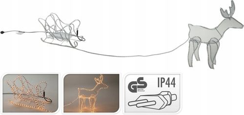 Renifer z Saniami 504 Led Zewnętrzny XXL ZAPRZĘG 230V Świecący Jelonek na Arena.pl