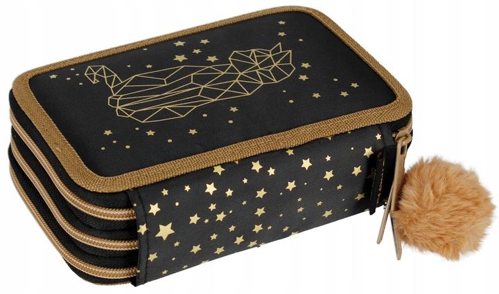 PIÓRNIK TRZYKOMOROWY Z WYPOSAŻENIEM DLA DZIEWCZYNKI ZŁOTY KOTEK JEDNOROŻEC zdjęcie 5