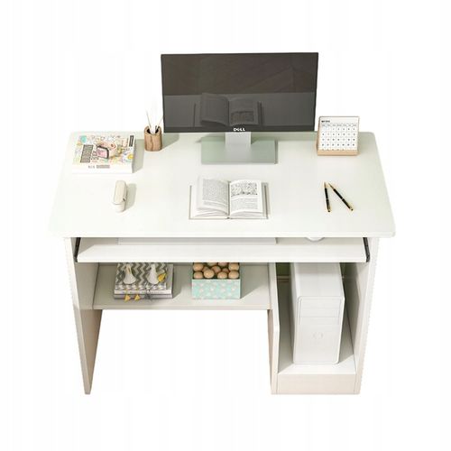 BIURKO KOMPUTEROWE BIAŁE NOWOCZESNE Z SZUFLADĄ PÓŁKAMI MŁODZIEŻOWE na Arena.pl