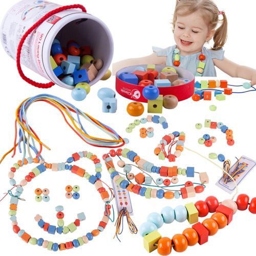 CLASSIC WORLD Drewniane Koraliki Do Nawlekania 96 elementów na Arena.pl