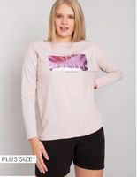 Modna bluzka plus size z nadrukiem R 48 różowa