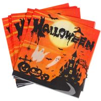Serwetki Halloween 10Szt Papierowe Na Imprezę Pomarańczowe Duchy