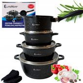 ZESTAW GARNKÓW MARMURKOWYCH INDUKCJA GAZ KOMPLET GARNKI + POKRYWKI AROMA