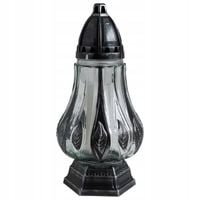 ZNICZ SZKLANY CZARNO SREBRNY FLAVIA średni 31 cm Z WKŁADEM 36h elegancki