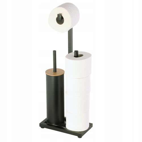 Stojak na papier toaletowy z uchwytem i szczotką WC czarny bambus YOKA HOME na Arena.pl