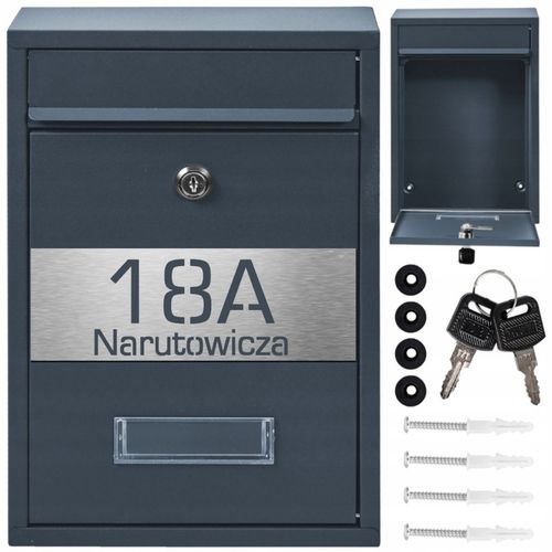 SKRZYNKA POCZTOWA NA LISTY POCZTĘ ANTRACYT + STAL LAMINAT NAPIS ADRES na Arena.pl