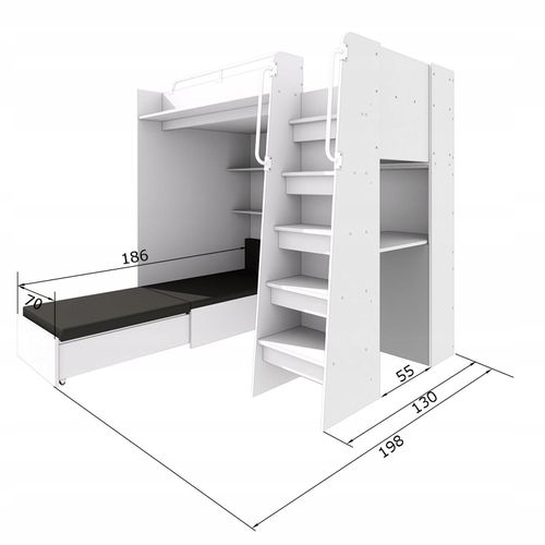 Łóżko piętrowe JSM7 90x200 z sofą i biurkiem fronty połysk fiolet na Arena.pl