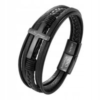 Bransoletka z KRZYŻEM Skóra Naturalna z Dedykacją