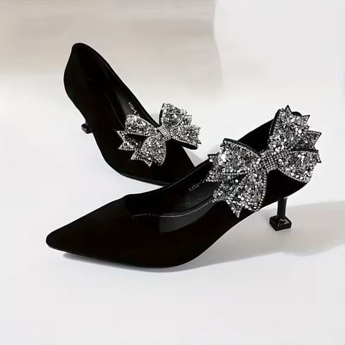 Klipsy do butów kokardy srebrne cyrkonie glamour eleganckie para dB51 na Arena.pl