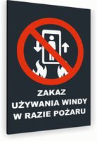 Tabliczka znak informacyjny 30x20 Antracyt ZAKAZ UŻYWANIA WINDY POŻAR