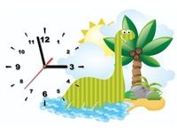 60CM 40CM ZEGAR OBRAZ DUŻY ZIELONY DINOZAUR DRUK PŁÓTNO RAMA