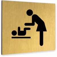 Tabliczka WC DLA MATKI Z DZIECKIEM nierdzewna PIKTOGRAM ALUMINIUM ZŁOTA