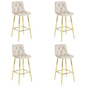 Hoker NADO - aksamit beż / nogi ZŁOTE x 4