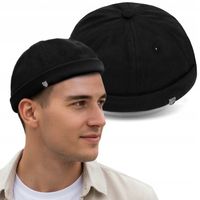 Czapka DOKERKA krótka leonka bez daszka CZARNA Pako Jeans