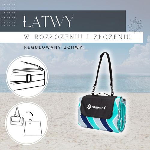 Koc piknikowy plażowy 220x180cm springos na Arena.pl