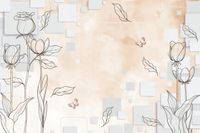 fototapeta SZKIC KWIAT TULIPANY RÓŻE LIŚĆ 395x280