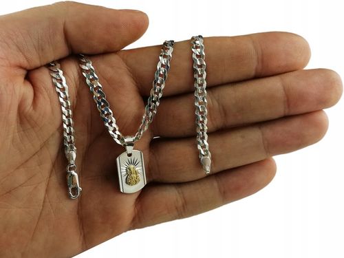 SREBRNY ŁAŃCUSZEK MĘSKI NASZYJNIK PANCERKA SREBRO 925 Z MEDALIKIEM GRAWER na Arena.pl
