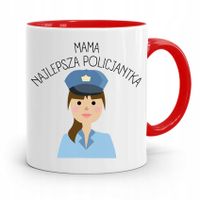 Kubek Czerwony Dla Najlepszej Mamy Policjantki Z Nadrukiem Ze Zdjęciem