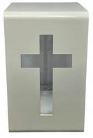 KAPLICZKA METAL SZKŁO KRZYŻ / BIAŁY / 1 SZTUKA