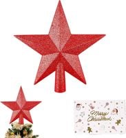 Gwiazda na Czubek Choinki 20cm Czerwona z Brokatem Szpic Ozdoba Świąteczna