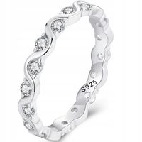 Pierścionek Srebrny 925 Z Cyrkoniami Obrączka Fala r. 12 Pudełko Na Prezent