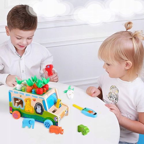 MONTESSORI SORTER KLOCKÓW ZŁAP ROBACZKA AUTO UKŁADANKA MARCHEWKI I ROBACZKI na Arena.pl