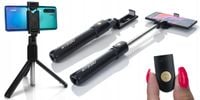 TELESKOPOWY UCHWYT SELFIE STICK TRIPOD LED KIJEK Statyw Bluetooth DO ZDJĘĆ