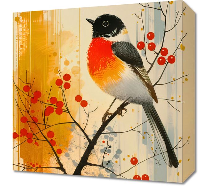 Obraz 40x40cm Jesienny Rudzik zdjęcie 1