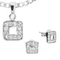SREBRNY KOMPLET KWADRATY Z CYRKONIAMI SREBRO PRÓBY 925