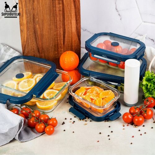 ZESTAW 4 sztuki pojemniki szklane lunchbox próżniowe do żywności + na Arena.pl