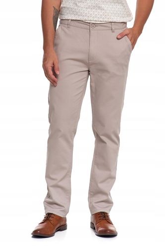 SPODNIE MĘSKIE Eleganckie Beżowe Chinosy Nogawka Prosta Modne MORAJ r.32 na Arena.pl