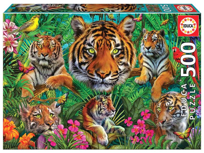 Puzzle 500 Tygrysy w dżungli 112783 zdjęcie 1