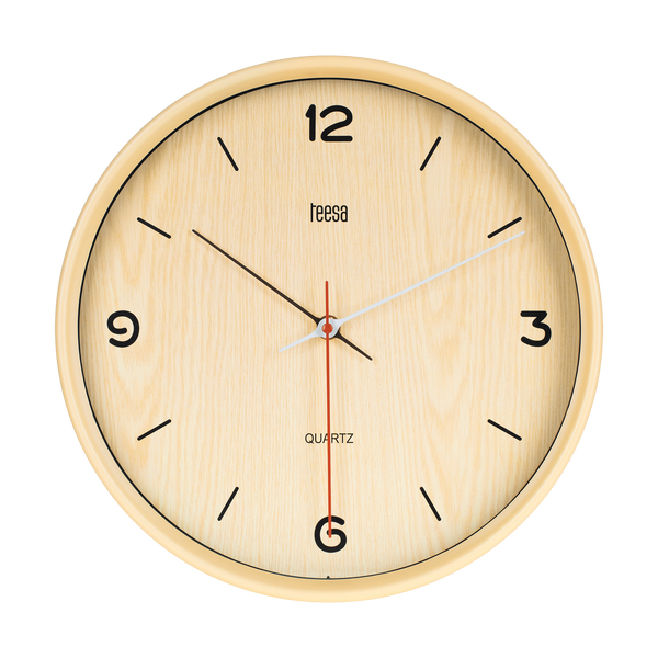 ZEGAR ŚCIENNY 30 CM JASNY BRĄZ TEESA TSA0048 PIĘKNY DO BIURA DO POKOJU zdjęcie 1