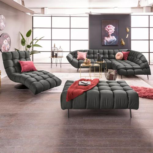 Nowoczesna Pufa trapicerowana GAPPA z czarnymi nóżkami na Arena.pl