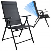Krzesło Ogrodowe Składane Regulowane Oparcie Leżak Fotel Aluminium Czarny