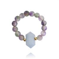 pierścionek na gumce stal chirurgiczna pozłacana kryształ górski pst854n