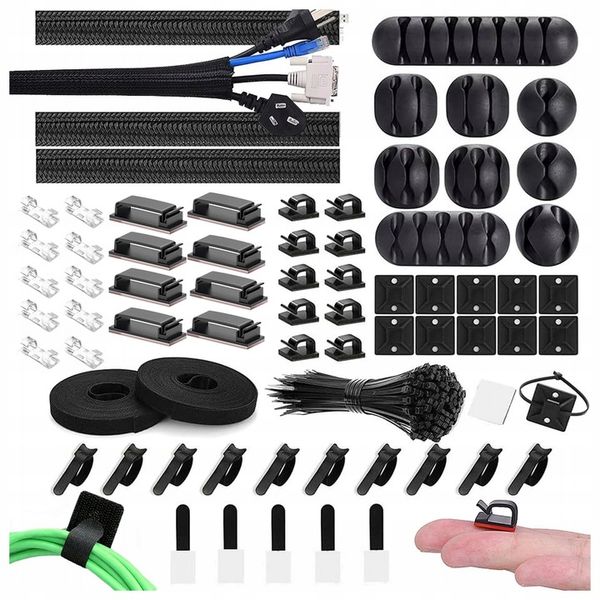 ZESTAW ORGANIZER NA KABLE KABLI KLIPS UCHWYT OPLOT OPASKA KABLOWA Z zdjęcie 1