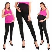 ELEGANCKIE SPODNIE CIĄŻOWE LEGGINSY CZARNE BAWEŁNIANE WYSOKI STAN XXL