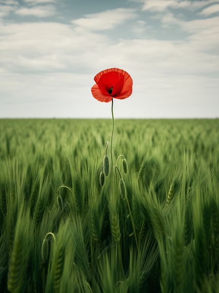Plakat 60x80cm Samotny Mak na Polu zdjęcie 1