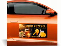 Magnes na samochód auto reklama magnetyczna 60x30 cm MIÓD PSZCZELI