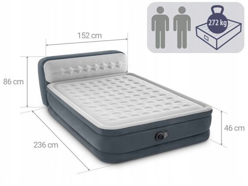 Materac Dmuchany Dwuosobowy Łóżko Pompka 230V Intex + Poduszka MODEL 2024 na Arena.pl