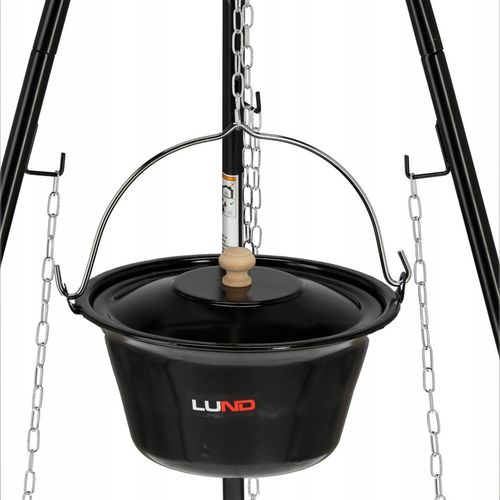 GRILL WISZĄCY WĘGLOWY NA TRÓJNOGU 49CM Z MISĄ KOCIOŁKIEM RUSZT STALOWY LUND na Arena.pl