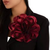BORDOWY kwiat do ubrań spinka broszka satynowa elegancka OZDOBA brosza
