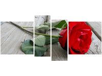 120CM 55 OBRAZ 4 ELEM RÓŻA DESKACH ŚCIENNY