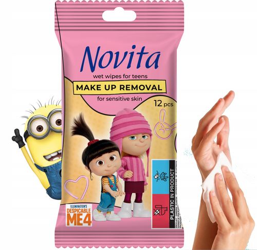 novita minionki chusteczki nawilżane do demakijażu dla nastolatków, 12 szt. na Arena.pl