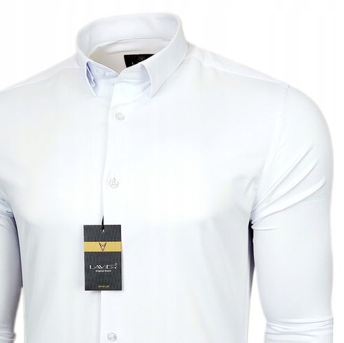 Koszula męska Biała dopasowana Lavier - SLIM FIT Bawełna Rozmiar XL na Arena.pl
