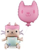 Balon foliowy Tekturzątko z kotkiem, 43x46 cm i 35x37 cm , mix