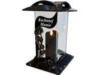 MAMA MAMIE ZNICZ KBM RÓŻA CZARNY MARMUR+ŚWIECA LED CZARNA