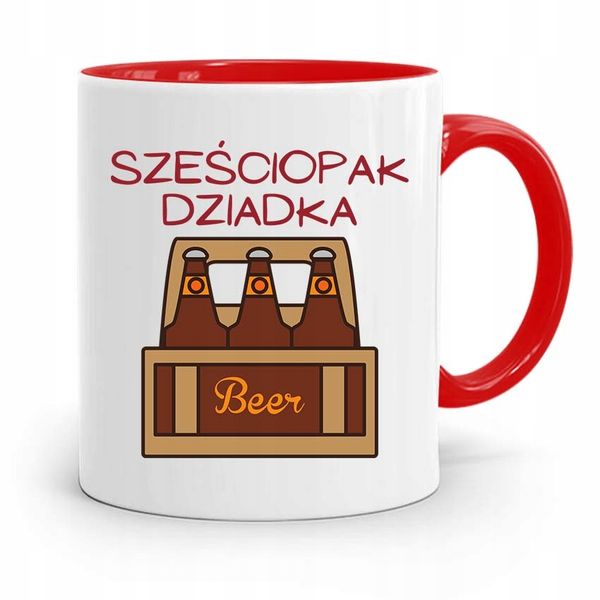 Kubek Czerwony Na Dzień Dziadka Sześciopak Dziadka Z Nadrukiem Ze Zdjęciem zdjęcie 1
